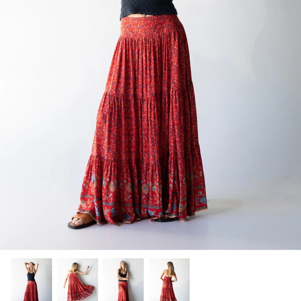 Natural Life Hanna Convertible Maxi Skirt - Red Ditsy